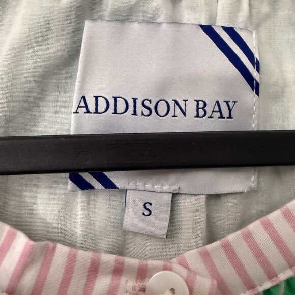 Addison Bay Green Pink Striped Cabana Button Down Casual Maxi Dress Womens Small - Picture 3 of 7